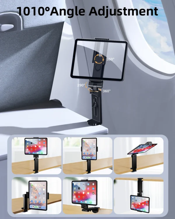 kf-S2a6d36d2572741c1b4a97ad26abf0c44F Eary Airplane Travel Essentials Phone Holder Universal Handsfree Phone Mount Stand for Flying Desk with 360°Rotation Pocket Size
