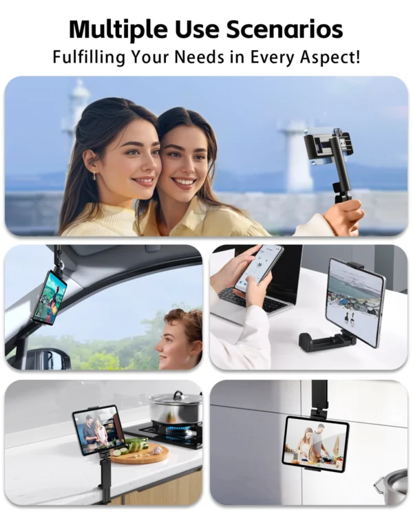 kf-S40958e918b1442edbae56f20465e6b306 Eary Airplane Travel Essentials Phone Holder Universal Handsfree Phone Mount Stand for Flying Desk with 360°Rotation Pocket Size