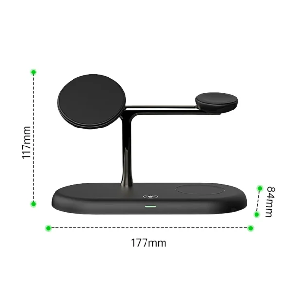3 in 1 Wireless Charging Station Magnetic Charger for IPhone 16 15 14 13 12 Series,Apple Watch Airpods with Dimmable Night Light