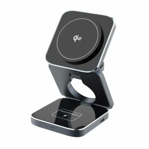 Qi2 Aluminum Alloy 3-in-1 Magnetic Wireless Charger, Foldable Stand for iPhone 16, 15, 14 Pro Max, AirPods, iWatch Fast Charger
