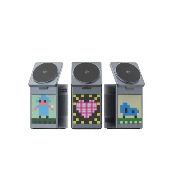 kf-S952df3f06a8b4abebf532eacecdfab46B Bluetooth Speaker with 3-in-1 Wireless Charging Station, Qi2 Certified for MagSafe, Bedside & Desk Cube Charger with Alarm Clock