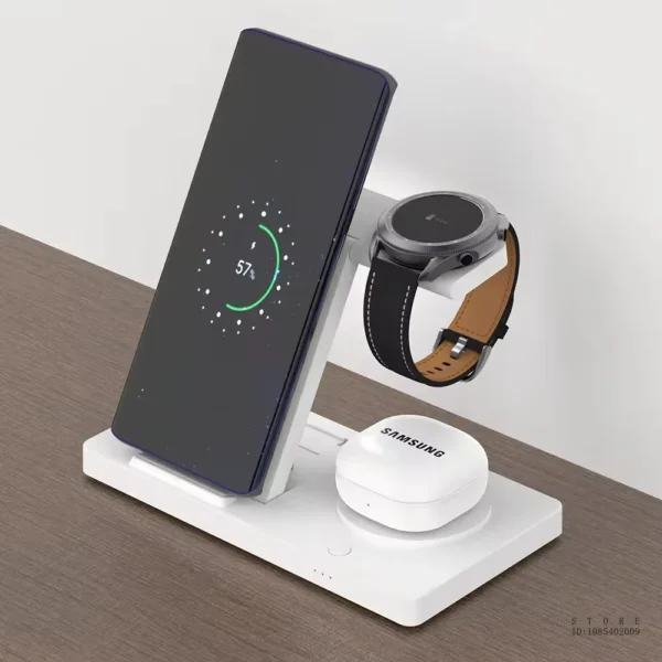 Fast Wireless Charger 3 in 1 Foldable Charging Station for IPhone 16 15 14 13 12 11 IWatch 9 8 7 6 5 Airpods Pro/3 for Samsung